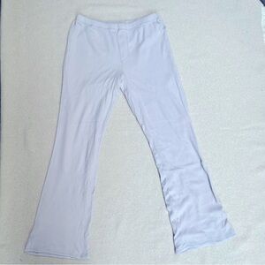 SKIMS Wide Leg Loungewear Loose Waffle Knit Pyjama Pant M Heather Gray White